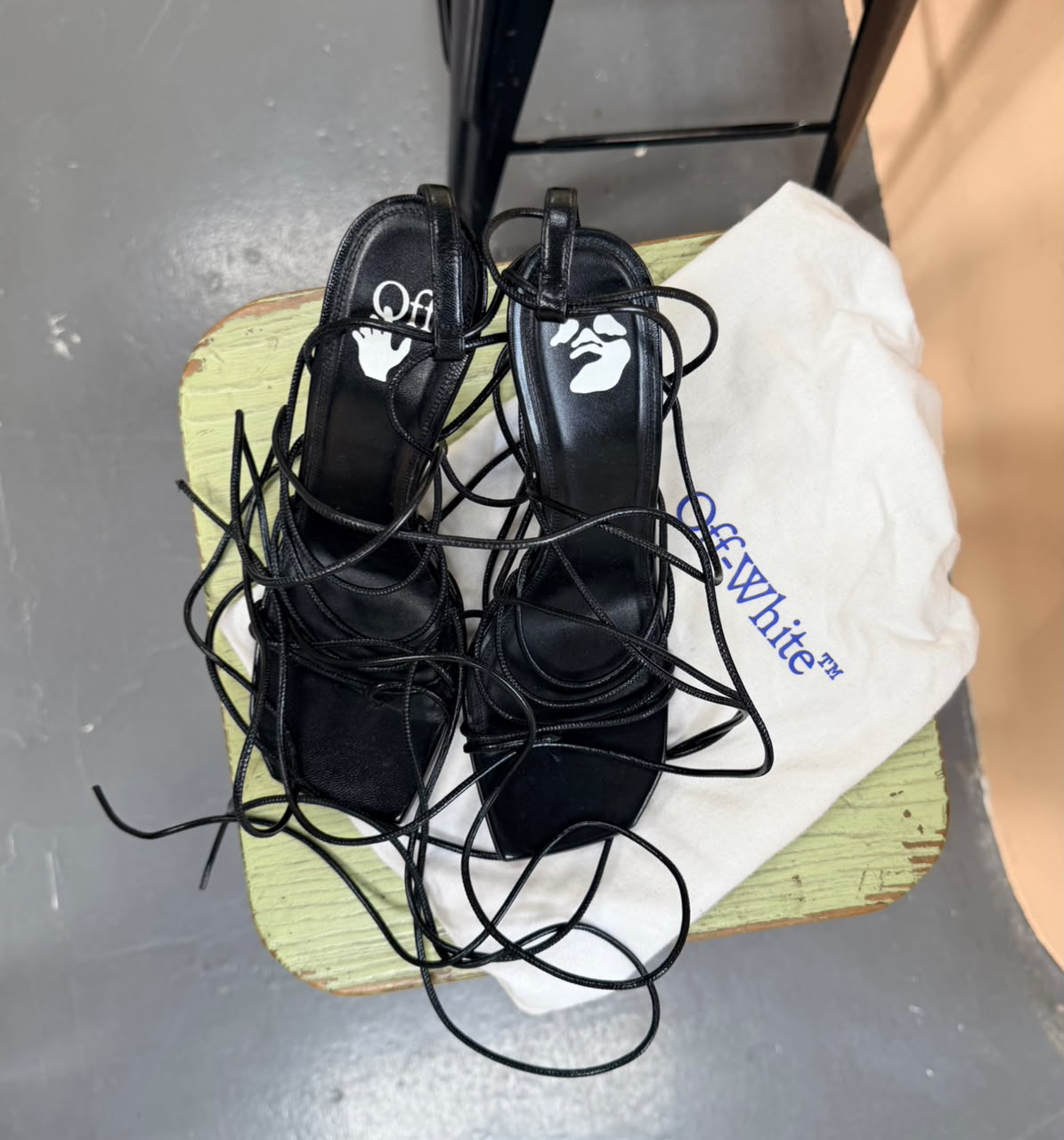 Off White Strappy Heels
