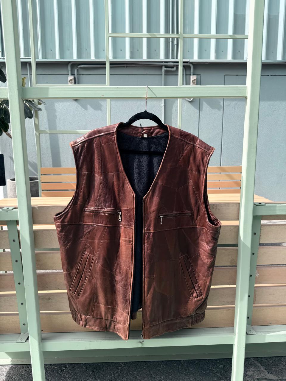 Patched Leather Vest