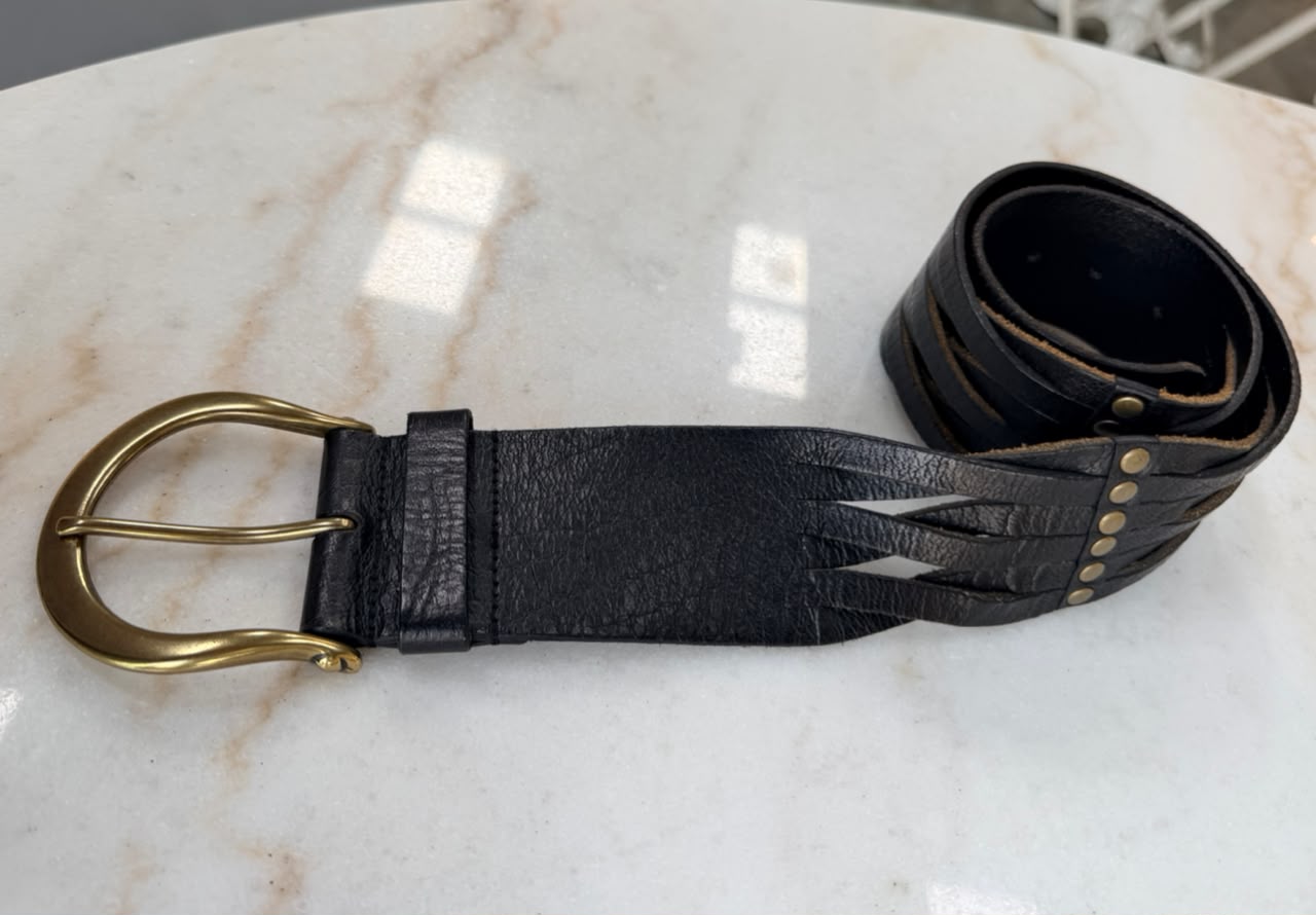 Vintage Black Leather Belt