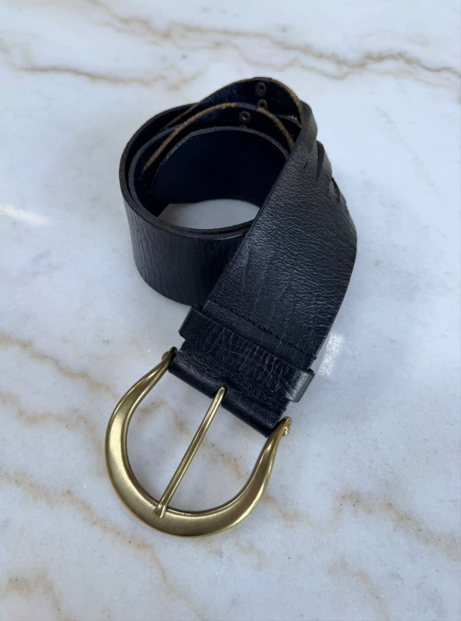 Vintage Black Leather Belt