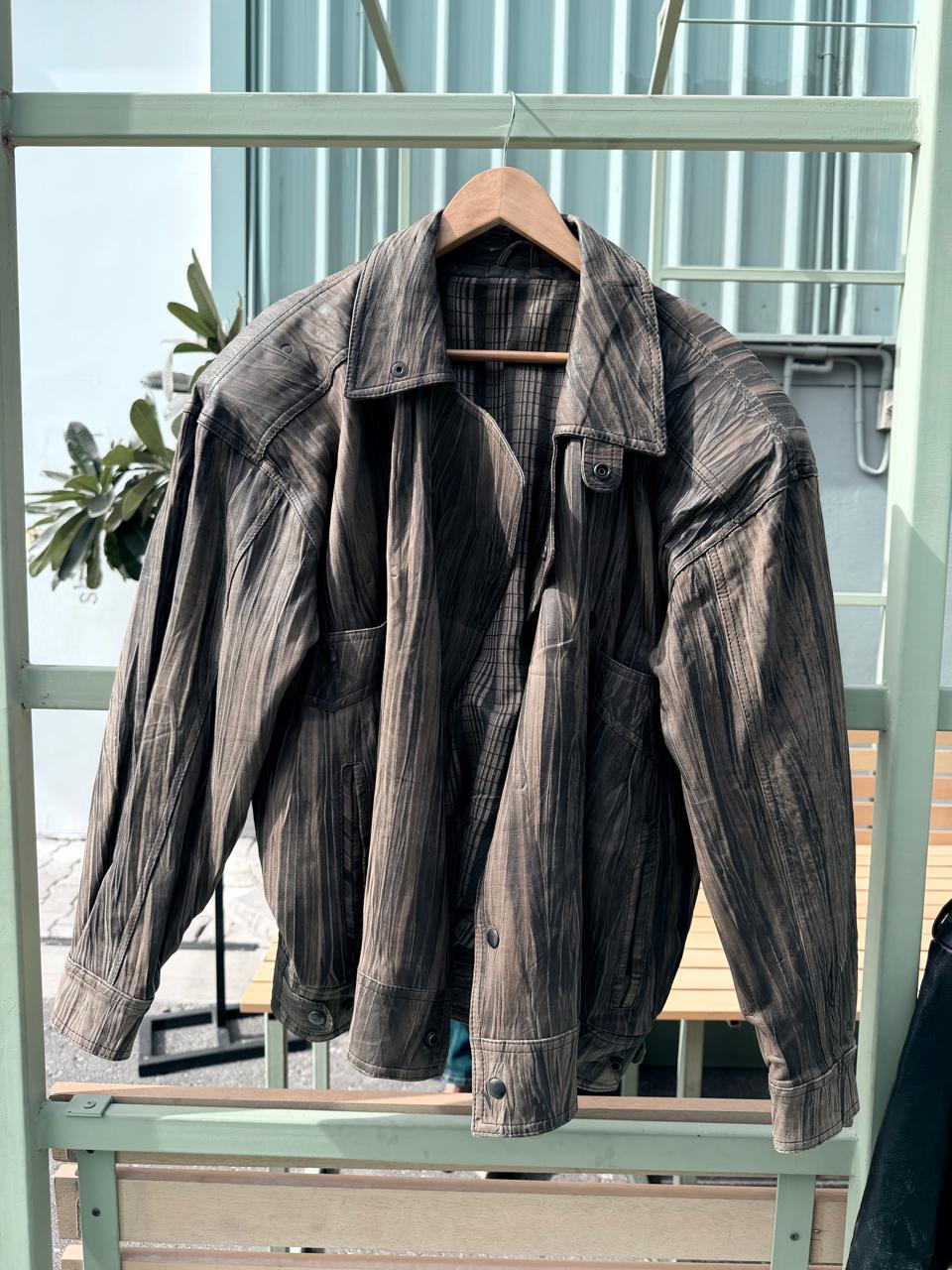 Vintage Grey Leather Jacket