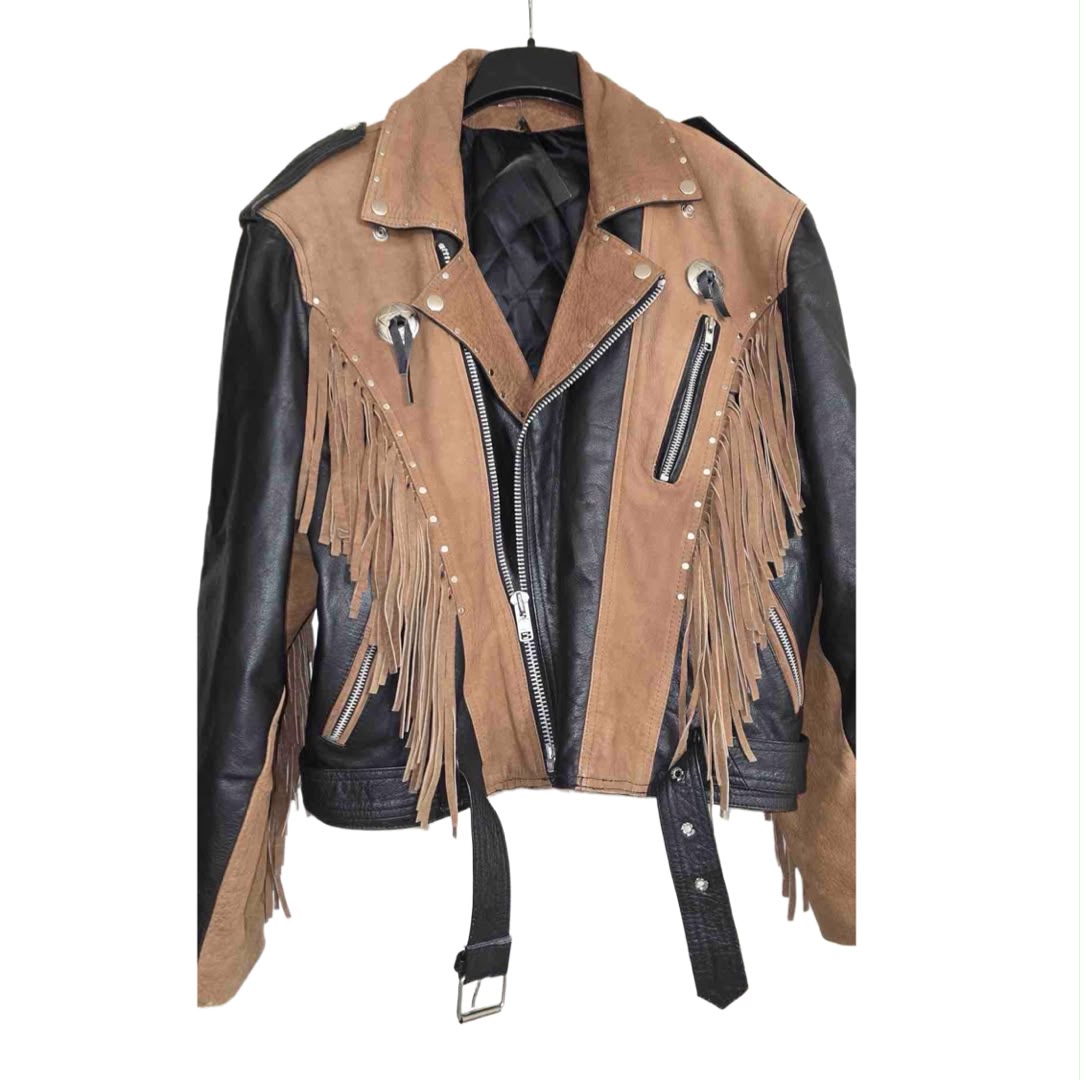 Vintage Leather Jacket with Tassels
