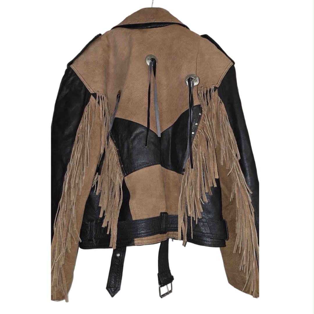 Vintage Leather Jacket with Tassels